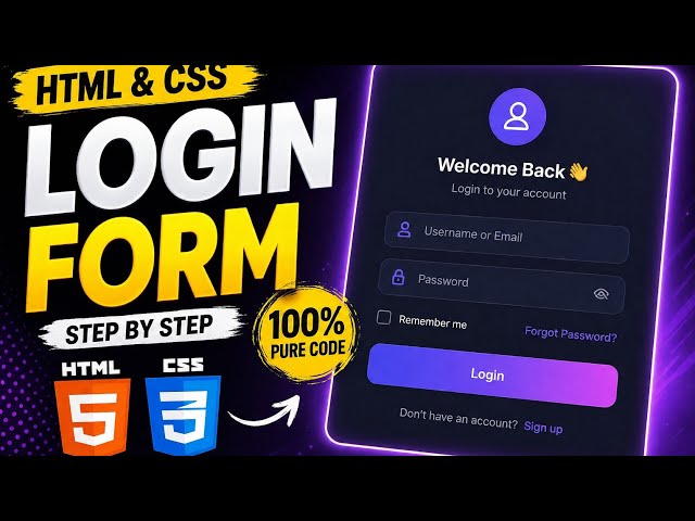 HTML & CSS Login Form Tutorial 🔥 | Responsive Login Page Step by Step | Beginner to Pro