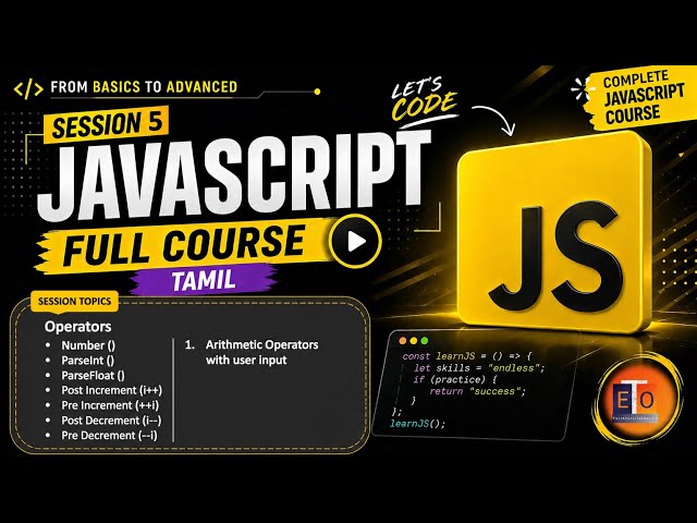 JavaScript Session 5 Tamil | Operators & Number(), parseInt(), parseFloat() Explained
