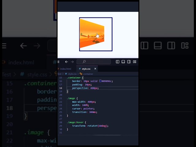 Image Hover rotate y #css #hovereffect 😲
