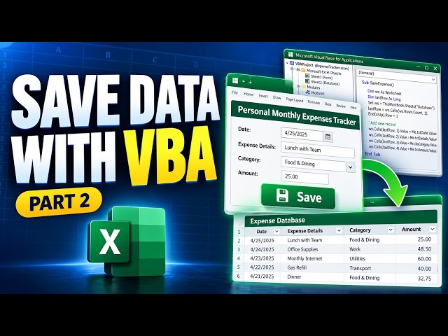 Save Excel Form Data to a Database with VBA | Expense Tracker Part 2