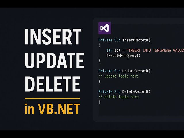 Funtion Insert Data, Update data,  Delete Data  in code VB.net + SQL server