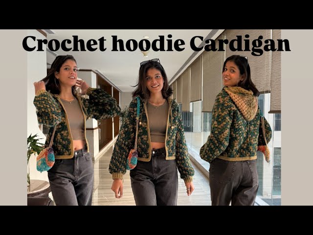 Crochet coolest hoodie cardigan complete tutorial, beginner friendly 😍 easy steps, oversized, granny