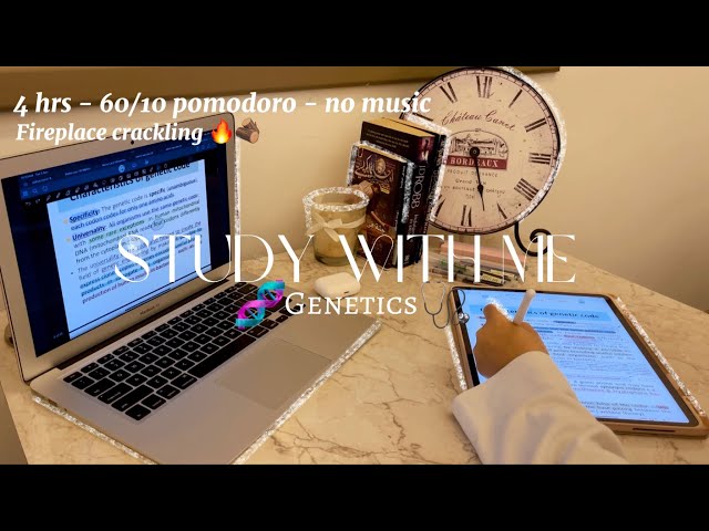 Real time study with me 4 hrs🩺 | 60/10 pomodoro - MED school🥼- no music