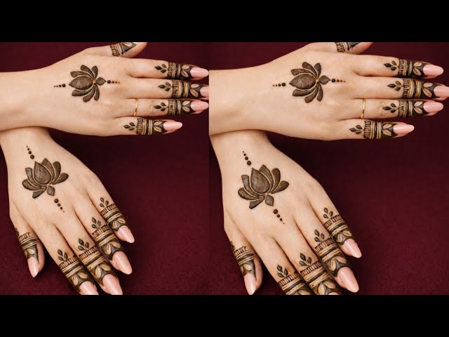 Beautiful stylish back hand mehndi design | Simple lotus mehndi design | Easy mehndi design| mehndi