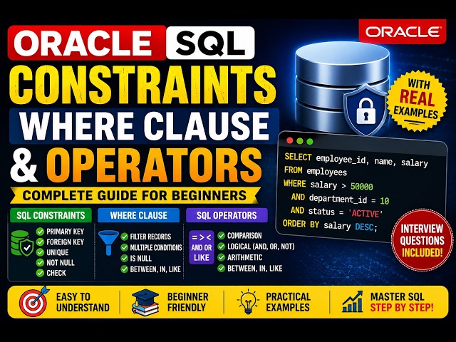 Oracle SQL Constraints, WHERE Clause & Operators | Complete Beginner Tutorial with Examples