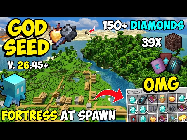 🔥Ultimate Starter [God Seed] For Minecraft 26.45+ Bedrock & PE |Big 3 Blacksmith Village |All Biomes
