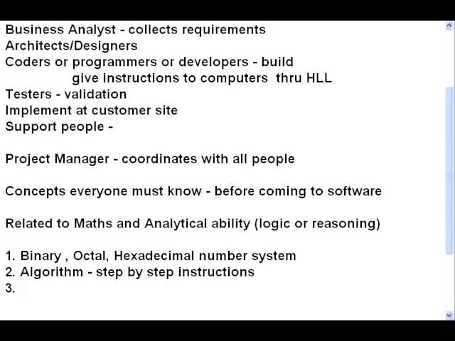 Very Basics of Software Part 8 People and core concepts