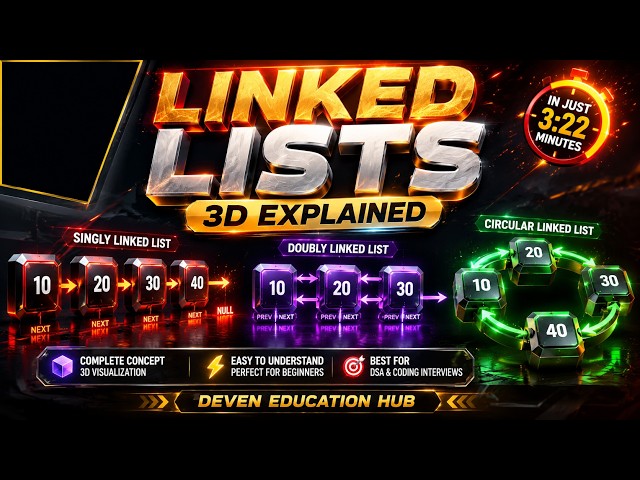 Linked Lists Explained in 3D 🔥 Singly, Doubly & Circular Linked List | DSA