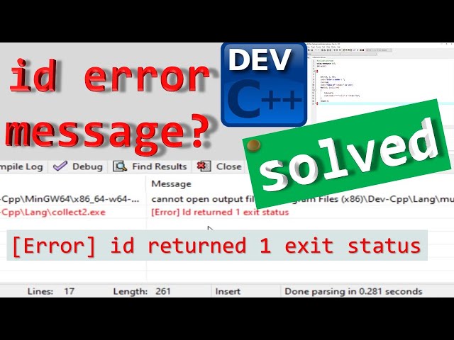 SOLVED!!! [Error]  Id Returned 1 Exit Status On DEV C++