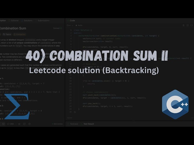 40. Combination sum II Leetcode solution in C++.  #cpp #leetcode #neetcode