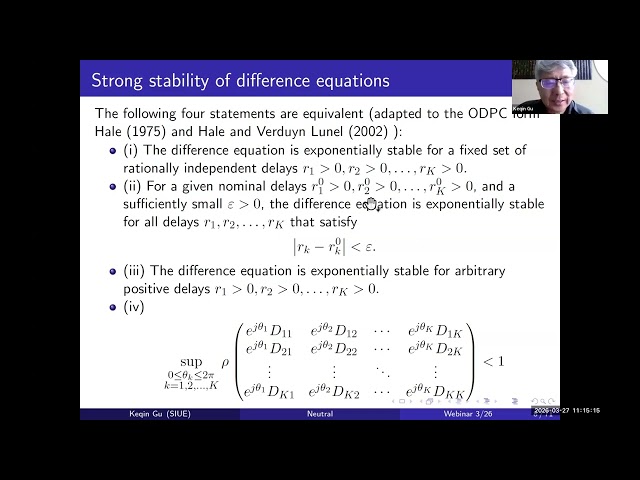Time Delay Systems Webinar - Keqin Gu - 2026 March 27