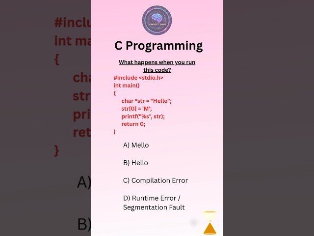 C Programming MCQ 🔥| This C String Code Crashes 😱 | String Literal Trap