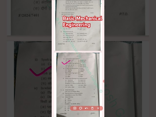 RGPV Polytechnic Diploma: 3rd Semester : BASIC MECHANICAL ENGINEERING Paper January 2025 Solution