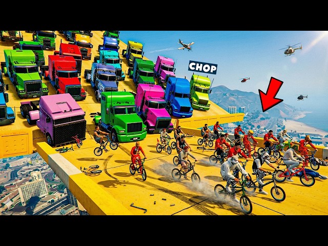 GTA 5 CHOP AND FROSTY PLAY THE SUPER CARS VS BIKE CYCLES