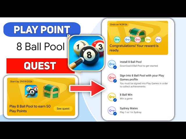 8 Ball Pool Play Point Quest ।। How To Complete Play Point Quest 2026