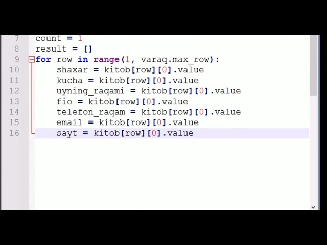 Python dasturida Excel bilan ishlash