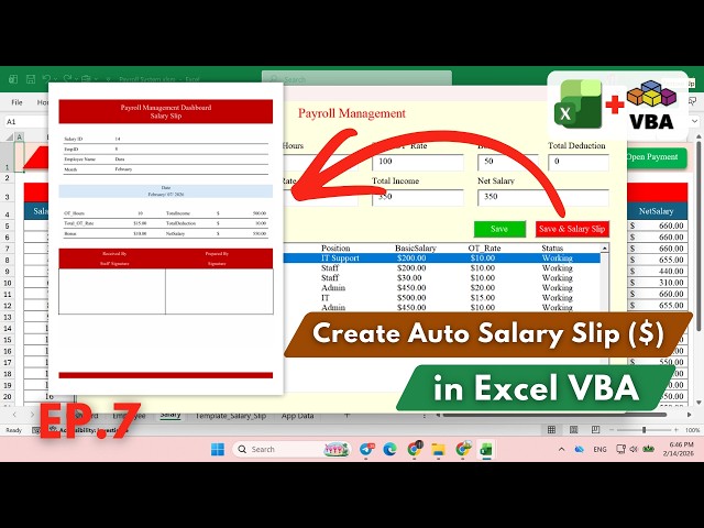 Create Auto Salary Slip in Excel VBA | Payroll System Project