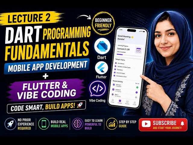 Dart Programming Fundamentals for Beginners | Lecture 2 | Mobile App Development