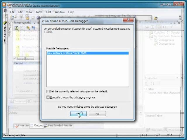 Debugging a CodeSmith Generator Template