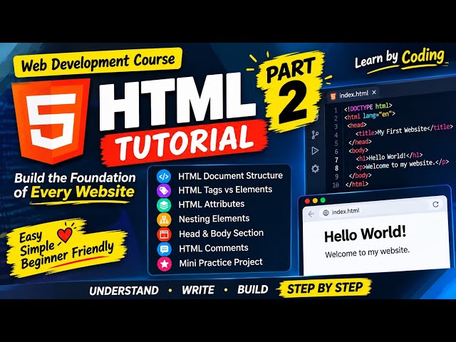 HTML Tutorial for Beginners in Bangla | HTML Tags, Elements & Attributes | Part 2