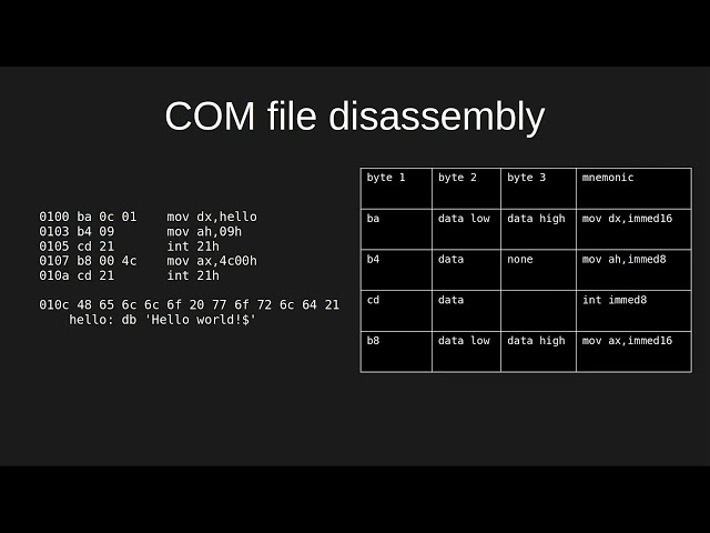 x86 assembly language for MS-DOS: Hello, world