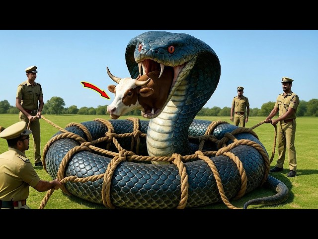 Terrified Cow | Rescued by | Brave Indian Police | From | Deadly King Cobra