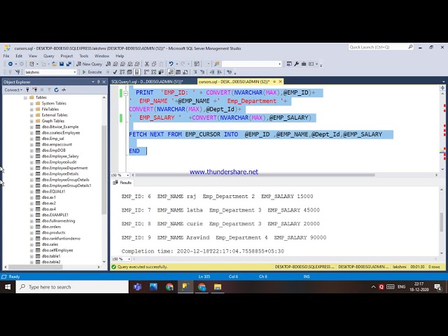 87.DYNAMIC CURSOR IN CURSORS  IN SQL