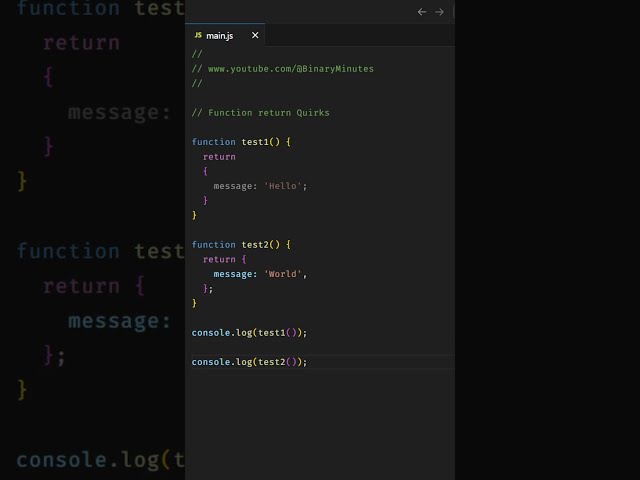 JavaScript | Function return Quirks