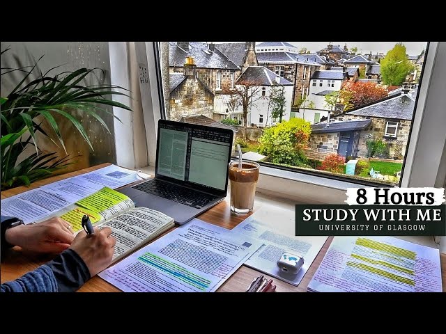 8 HOUR STUDY WITH ME at Cozy Study Room |Background noise, 10-min break, No Music, Study with Merve