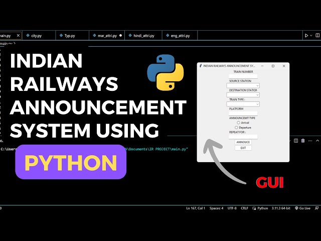 Indian railways announcement system using python Tkinter GUI | Python Project | The Train Clicks