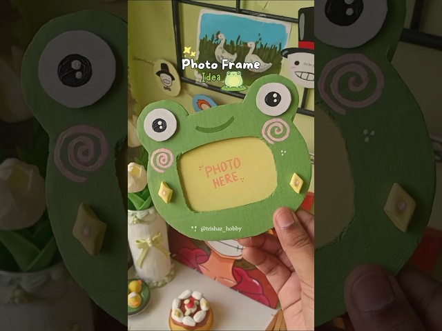 Easy Photo Frame tutorial🐸 Cardboard craft ideas🌼#viralvideo #diy #bestoutofwaste #cardboardcrafts