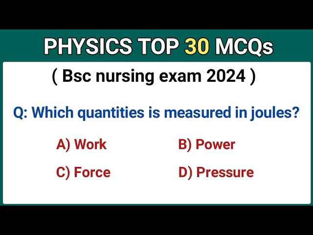 Physics MCQs for bsc nursing exam | bsc nursing entrance exam MCQs