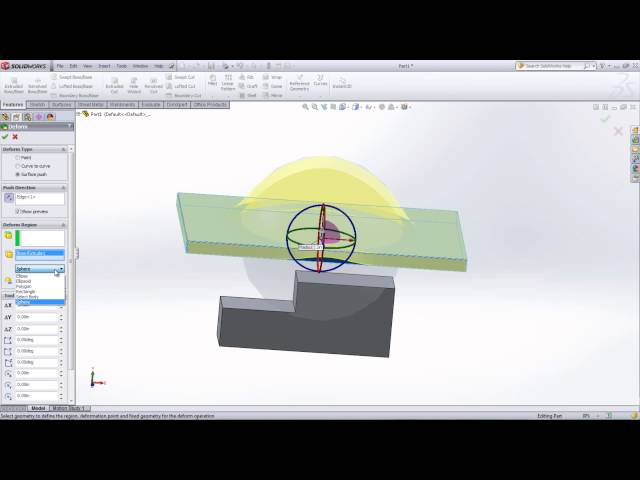 SolidWorks Deform Feature -- Surface Push Deform