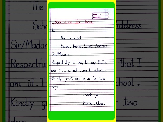 Application For Fever/Application On Sick Leave/Sick Leave Application/2 Days Application