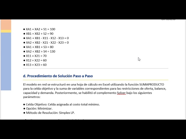 Método Simplex, uso de Excel