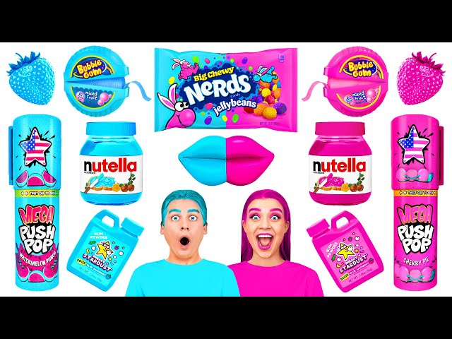 Pink Food vs Blue Food Color Challenge | Funny Food Hacks by BooBoom Challenge