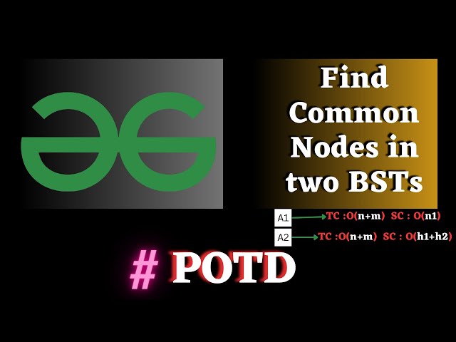#108 GFG POTD, Find Common Nodes in two BSTs solution | Puneet Kumar IIITD