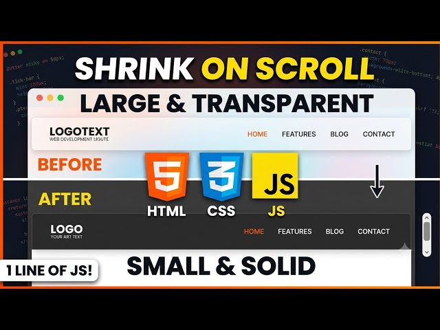 Animated Shrinking Navbar with Just 1 Line of JavaScript! (Step-by-Step)