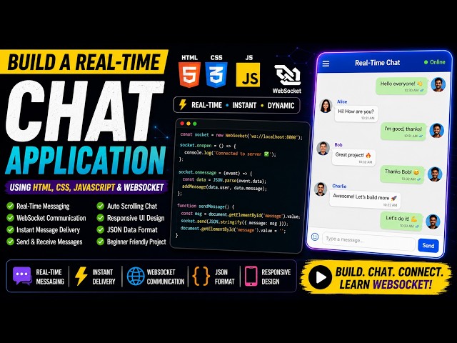 Build a Real-Time Chat App Using HTML, CSS & JavaScript | WebSocket Tutorial