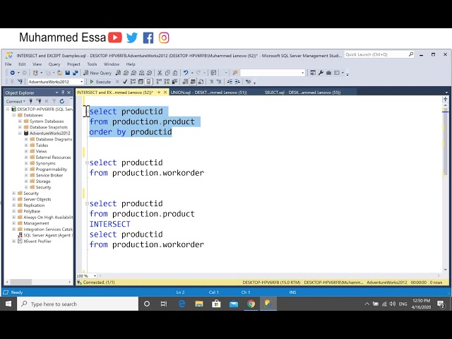 21    EXCEPT and INTERSECT   Microsoft  SQL Server