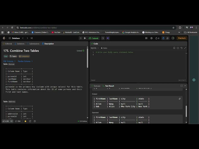 Leetcode SQL Problem 175