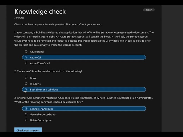 AZ 104- Prerequisites for Azure Administrators-Microsoft Learn-Module 1-Knowledge Check and Summary