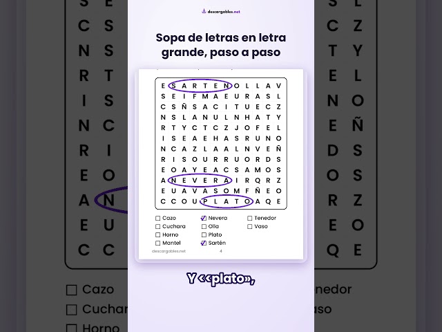 Sopa de letras en letra grande, paso a paso #Shorts