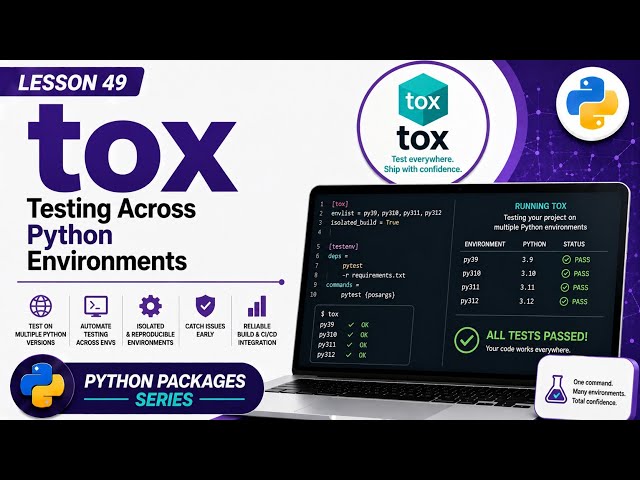 Lesson 49 - tox: Testing Across Python Environments | Python Packages Series | Uplatz