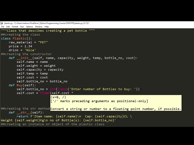 Beginner Object Oriented Programming, Modelling a Plastic Bottle Part 2