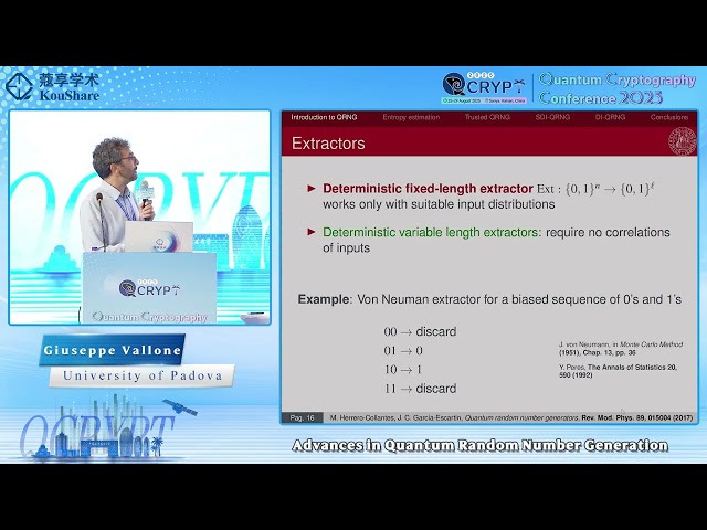 [QCrypt2025] Giuseppe Vallone: (Tutorial) Advances in Quantum Random Number Generation