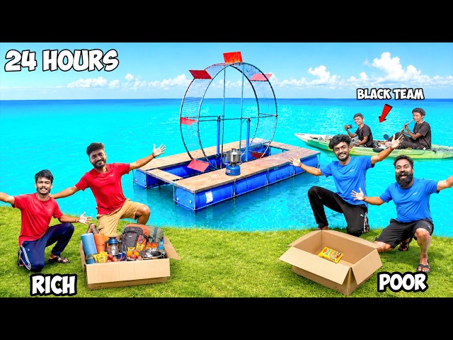 Rich And Poor Camping On Giant Running Wheel Boat | M4 Tech |