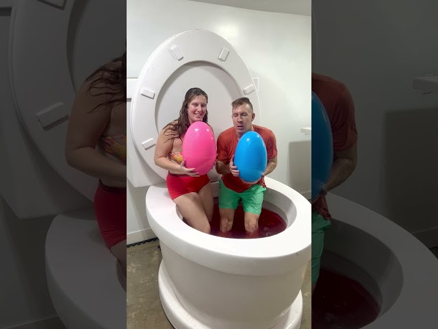 Surprise Egg PARTY Game CHALLENGE in Worlds Largest Toilet Red Pool with HUGE PRIZE #shorts