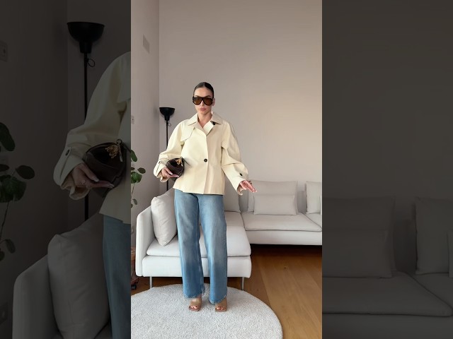 Zara Cropped Trench and  Wide Leg Jeans 🤩 details ⤵️