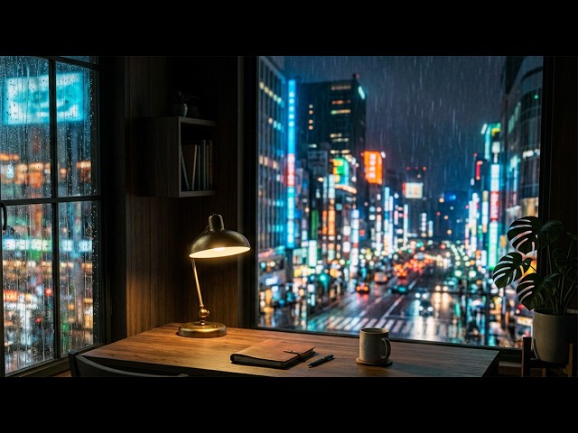Neon Rain City Ambience for Deep Focus | Coding, Study, No Distractions